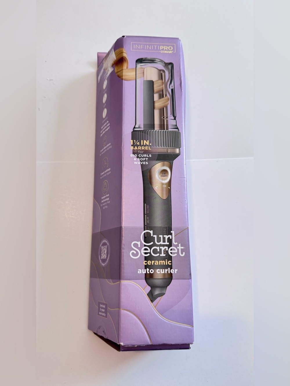 New- Curl Secret Ceramic Auto Curler in Purple and Rose Gold